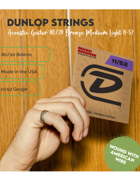 Set Saiten Dunlop 80/20 Bronze Medium Light 11-52 acústica |Saiten