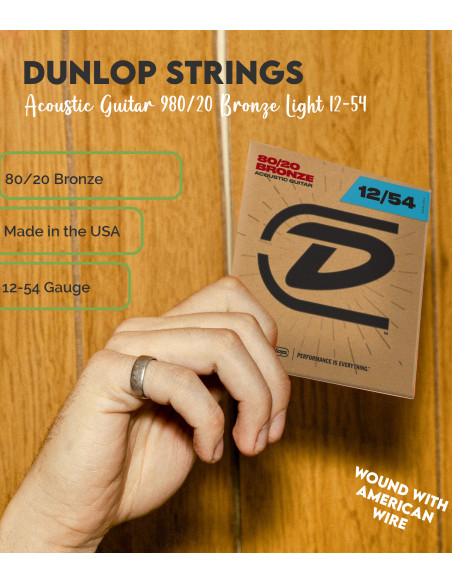 Jeu de Cordes Dunlop 80/20 Bronze Light 12-54 Acoustique | Maderas Barber