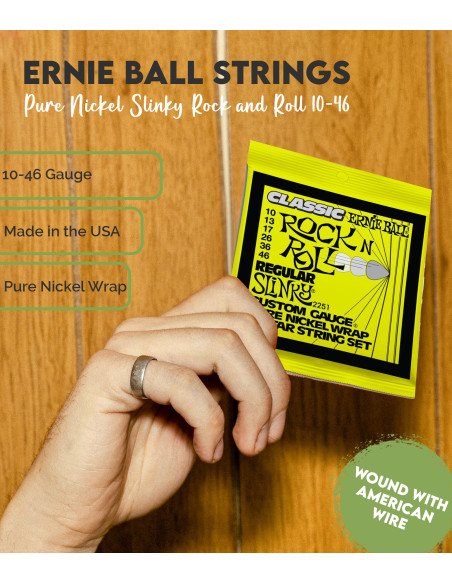 Juego de Cuerdas Ernie Ball Guitarra Eléctrica Pure Nickel Slinky