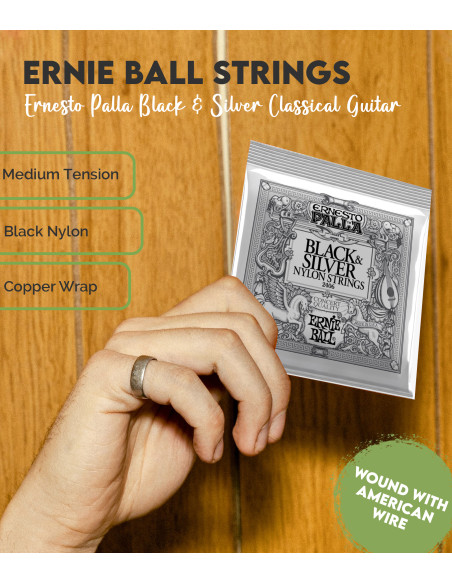 Buy Ernie Ball Ernesto Palla Black & Silver Classical Guitar Strings