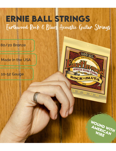 Juego de Cuerdas Ernie Ball Earthwood Rock & Blues| Guitarra Acústica