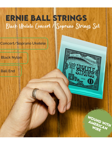 Buy Ernie Ball Black Ukelele Concert / Soprano Strings Set