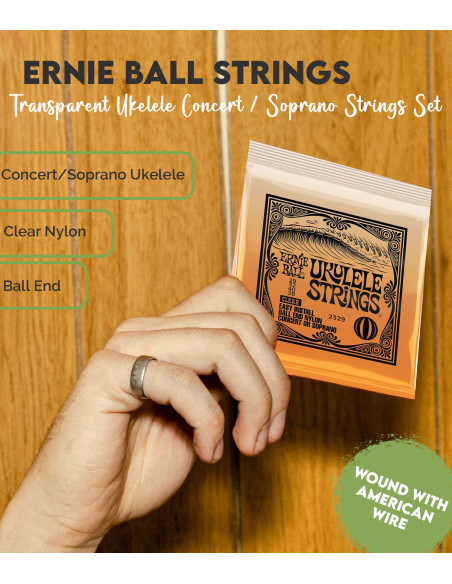 Set de Saiten Ernie Ball Ukelele Concert / Soprano Transparente |