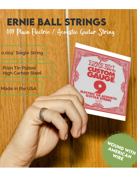 Buy Ernie Ball 009 Plain Electric / Acoustic Guitar String