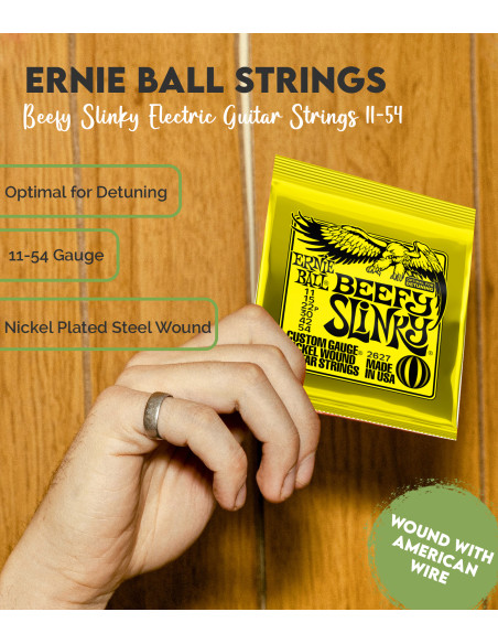 Juego de Cuerdas Ernie Ball Guitarra Eléctrica Beefy Slinky 11-54 |