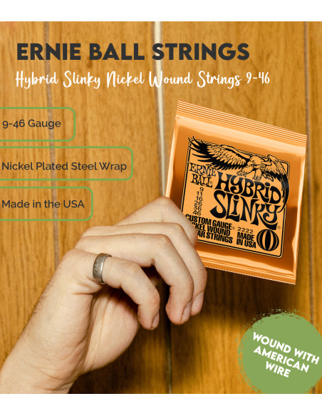 Juego de Cuerdas Ernie Ball Guitarra Eléctrica Slinky Hybrid 9-46 |
