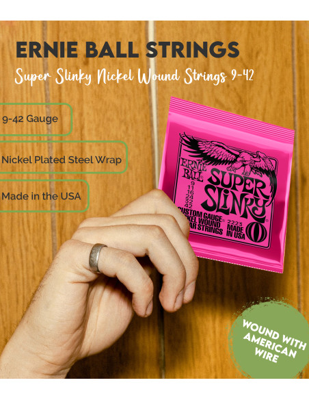 set de cordes ernie ball slinky super 9-42
