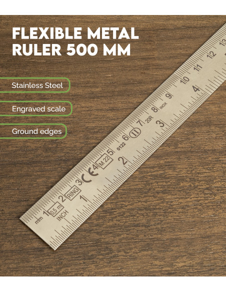 Flexible Metal Ruler Metrica 500 mm | maderas Barber