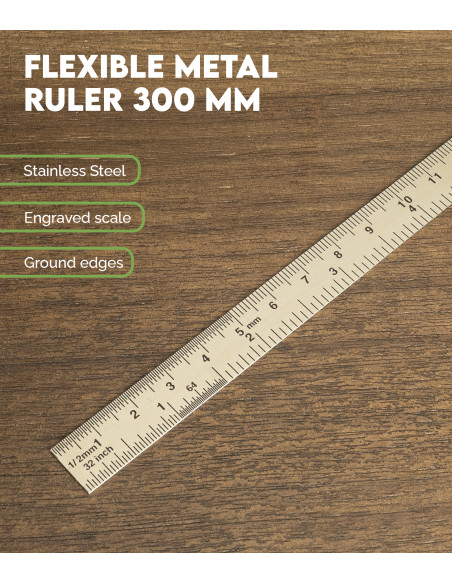 Flexible Metal Ruler 300 mm Metrica | Maderas Barber