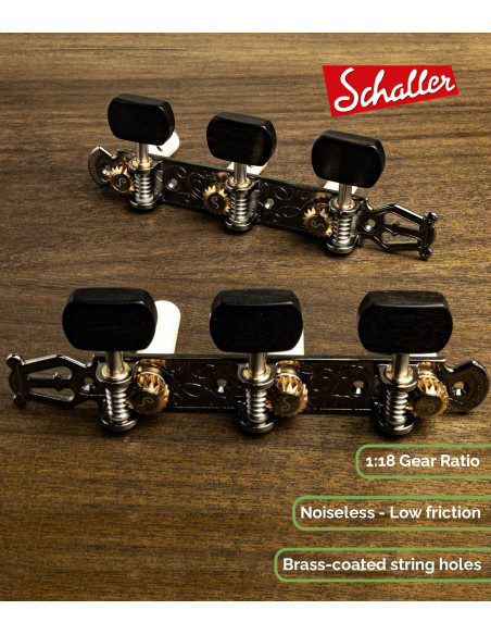 Mécanique Schaller GrandTune Classic Lyra Ruthénium avec Bouton Ébene et Tige Blanc | Maderas Barber