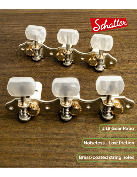 Mechanik Schaller GrandTune Classic Hauser Perla Satinado con Palometa Blanca y Poste Blanco | Maderas Barber