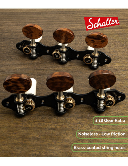 Mécanique Schaller GrandTune Classic Hauser Satin Noir avec Bouton Amourette et Tige Blanche | Maderas Barber
