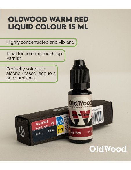 Tinte Concentrado al Alcohol OldWood Rojo Intenso 15 ml | Maderas Barber