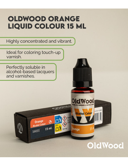Tinte Concentrado al Alcohol OldWood Naranja 15 ml | Maderas Barber