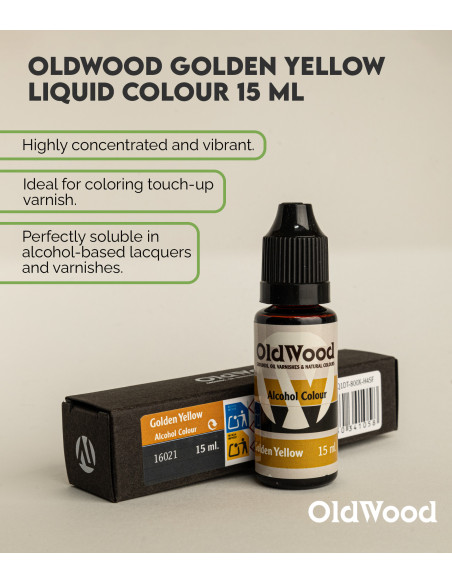 Tinte Concentrado al Alcohol OldWood Amarillo Dorado 15 ml | Maderas Barber