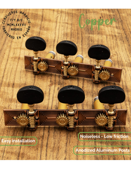 Clavijero Aparicio Guitarra Clásica Modelo Cuenca Cobre/Ébano | Maderas Barber
