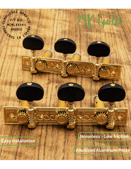 Meccanica Aparicio chitarra classica Modelo Sevilla Oro 24K/Ébano | Maderas Barber