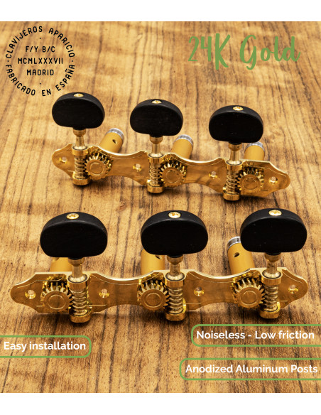 Meccanica Aparicio chitarra classica Modelo Murcia Oro 24K/Ébano | Maderas Barber