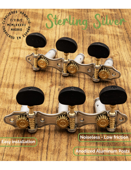 Clavijero Aparicio Guitarra Clásica Modelo Murcia Plata de Ley/Ébano | Maderas Barber