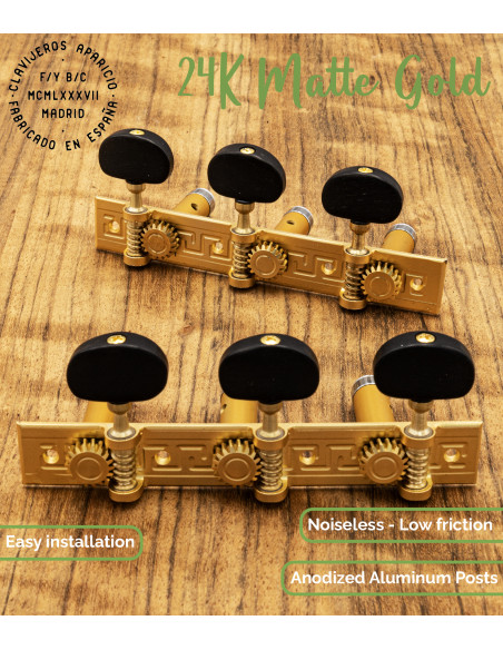 Meccanica Aparicio chitarra classica Modelo Córdoba Oro Mate 24K/Ébano | Maderas Barber