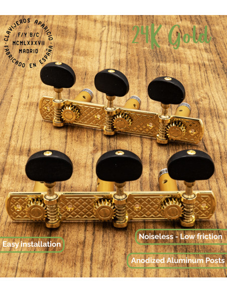 Mechanik Aparicio Konzertgitarre Modelo Toledo Oro 24K/Ébano | Maderas Barber