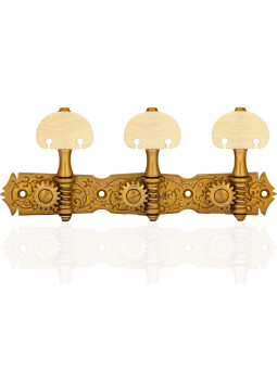 Gotoh Machine Head Classical Guitar X-Gold with Ivory Coloured Knobs and Black Aluminum Post 35ARB510MF/KM-XG