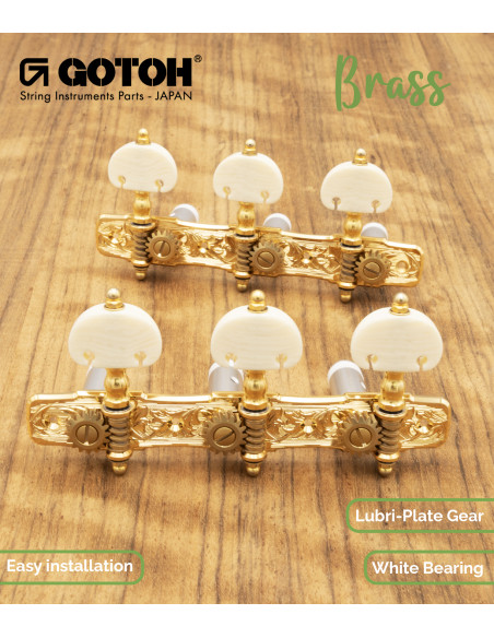 Mechanik Gotoh Konzertgitarre Oro con Palometa Color Marfil y Poste Aluminio 35AR510C/KM-GG | Maderas Barber