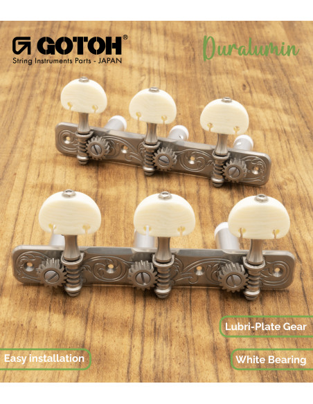 Meccanica Gotoh chitarra classica Níquel con Palometa Color Marfil y Poste Aluminio 35AR510AM/KM-XN-XG | Maderas Barber