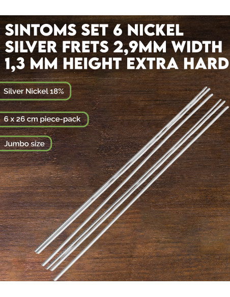 Set de 6 Frettes SINTOMS Maillechort 2,9mm largeur 1,3 mm longueur extra dur