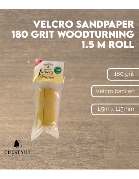 Velcro Sandpaper 180 Grit - Woodturning, 1.5 m Roll | Maderas Barber
