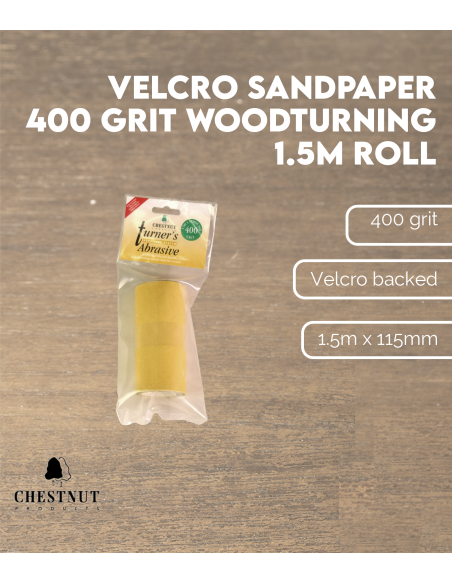 Papier de verre Velcro 400 grit - Tournage sur bois, rouleau de 1.5m