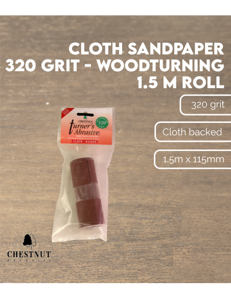 Cloth Sandpaper 320 Grit - Woodturning, 1.5 m Roll | Maderas Barber