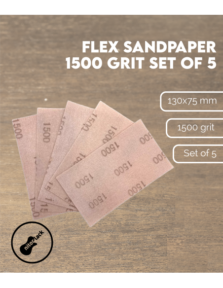 Jeu de 5 feuilles de papier de verre flexible à grain 1500 | Maderas Barber
