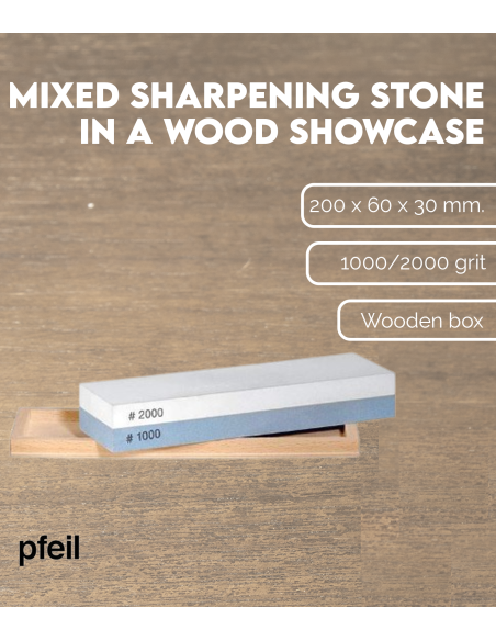 Pfeil Mixed Sharpening Stone in a wood showcase (1000/2000) | Maderas