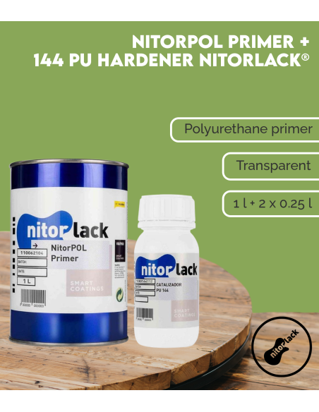 NITORPOL Primer (1l) + 144 PU Hardener NITORLACK® (2x0,25l) | Maderas Barber