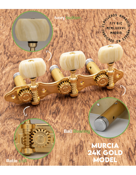 Mechanik Aparicio Konzertgitarre Modelo Murcia Oro 24K/Marfil | Maderas Barber