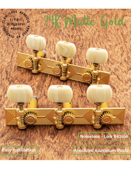 Clavijero Aparicio Guitarra Clásica Modelo Cuenca Oro Mate 24K/Marfil | Maderas Barber