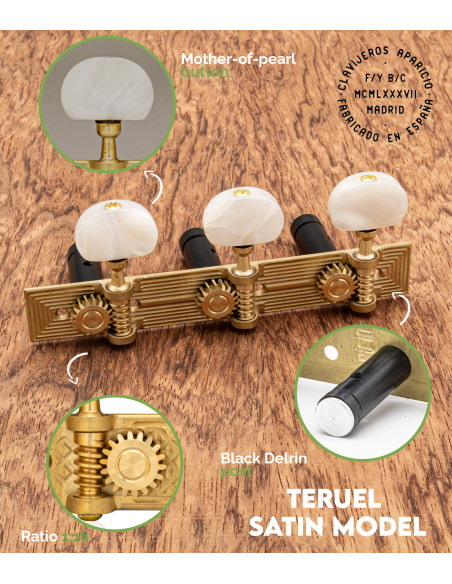 Meccanica Aparicio chitarra classica Modelo Teruel Satinado/Nácar | Maderas Barber