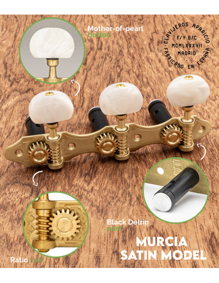 Clavijero Aparicio Guitarra Clásica Modelo Murcia Satinado/Nácar | Maderas Barber