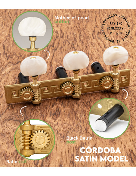 Mechanik Aparicio Konzertgitarre Modelo Córdoba Satinado/Nácar | Maderas Barber