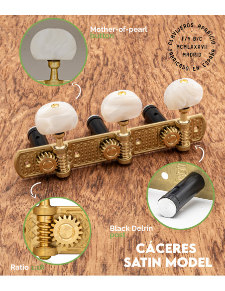 Clavijero Aparicio Guitarra Clásica Modelo Cáceres Satinado/Nácar | Maderas Barber