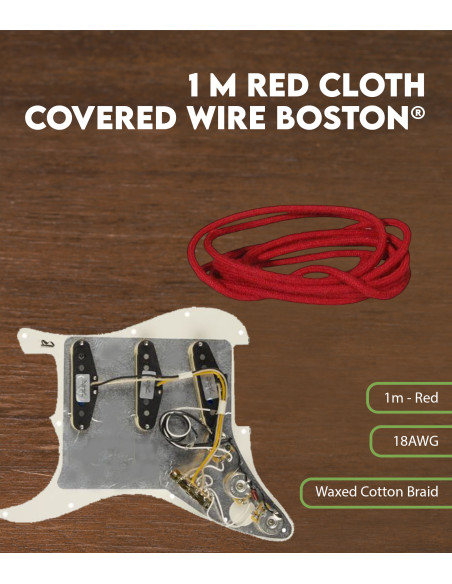 Câble 1 m revêtement textile rouge Boston®