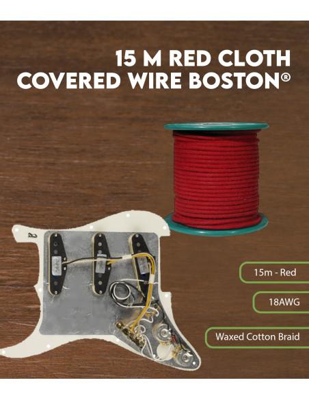 15 m red cloth covered wire Boston® | Maderas Barber