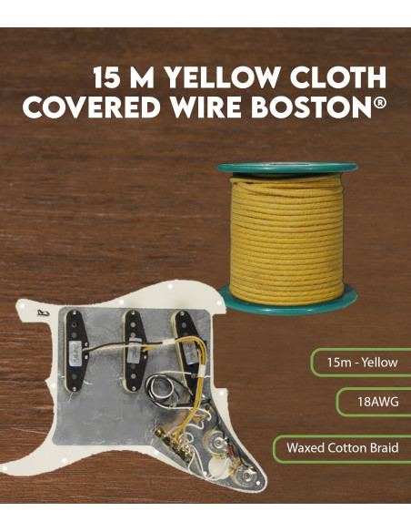 Características Cable 15 m recubierto en tela amarilla Boston®