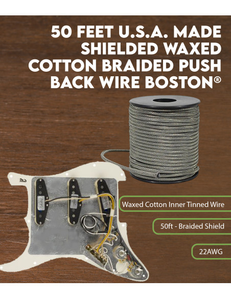 Características Cable con trenzado de algodón encerado cubierto de 50 pies Boston®