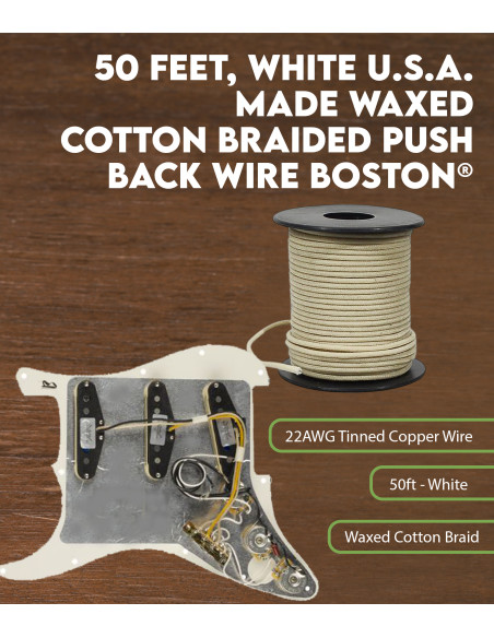 Câble tressé en coton blanc ciré de 50 pieds Boston®