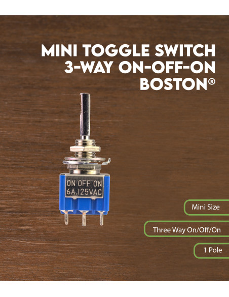 Mini toggle switch 3-way on-off-on Boston® | Maderas Barber