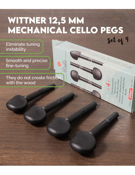Set de 4 Clavijas Mecánicas Wittner de 12.5mm para Violonchelo | Maderas Barber