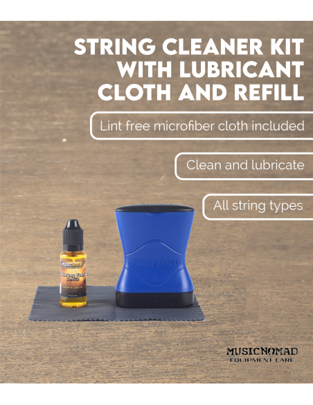 Kit limpiador de cuerdas con lubricante , paño y rellenado | Maderas
