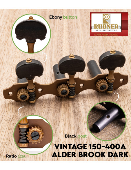 Clavijero Rubner Vintage 150-400a Alder Brook Dark Guitarra Clásica | Maderas Barber